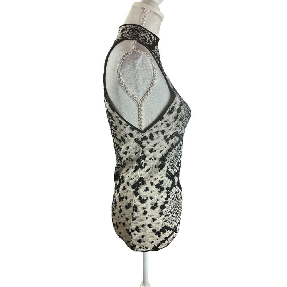 Zara Knit High Neck Shirt Snake Print Sleeveless Fitted Animal Print Size Large - Picture 2 of 7